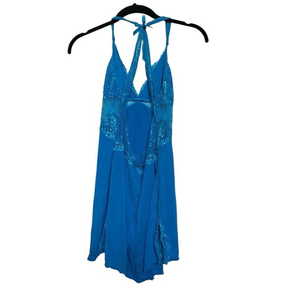 Avid Love Blue Lace Halter Dress Lingerie - Picture 2 of 6